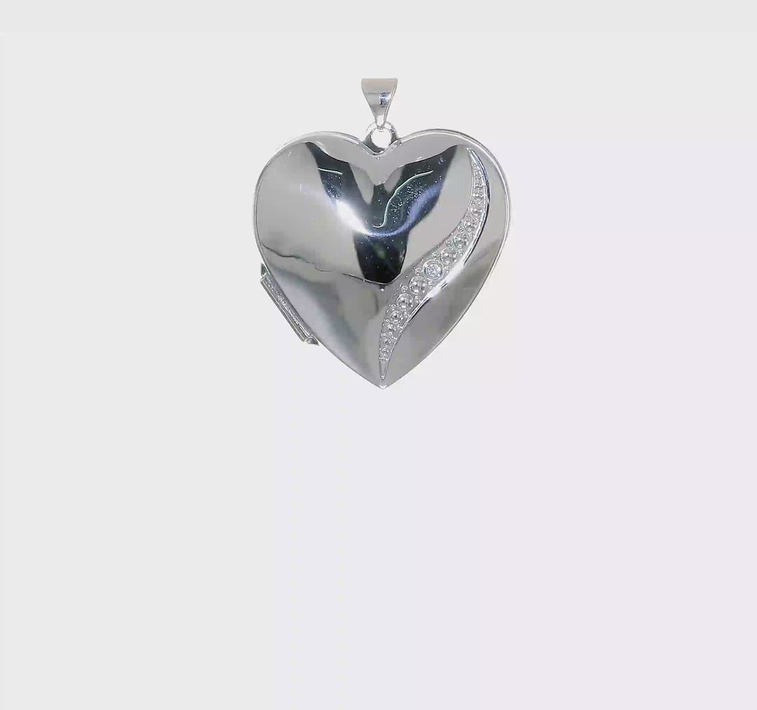 Locket de Corazón con Diamante en Onda de 14k de 27 mm