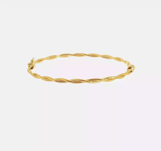 Brazalete Bangle Hingido en Oro Amarillo 14K Torcido