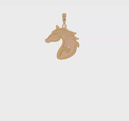 Dije Cabeza de Caballo Arenado en Oro Amarillo de 14K