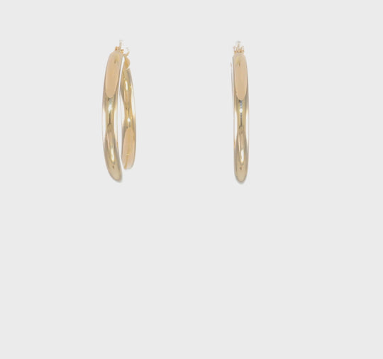 Pendientes de Aro Tubo Livianos Pulidos de Oro Amarillo de 14K de 3 mm