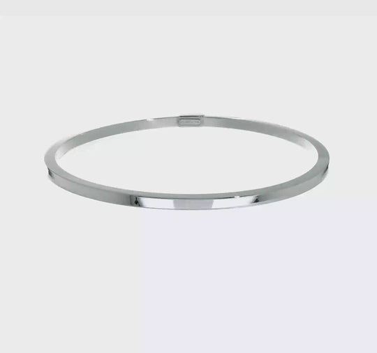 Pulsera Bangle Pulida de Tubo Cuadrado de Oro Blanco de 14k de 3mm