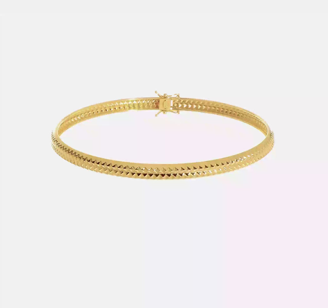 Brazalete Flexible en Oro Amarillo de 14K, Pulido y Texturizado (5mm)