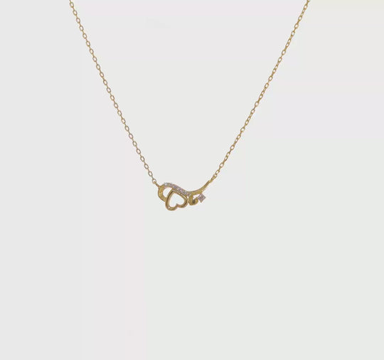 Collar 14K con Corazón de CZ y Extensión de 1.25 Pulgadas