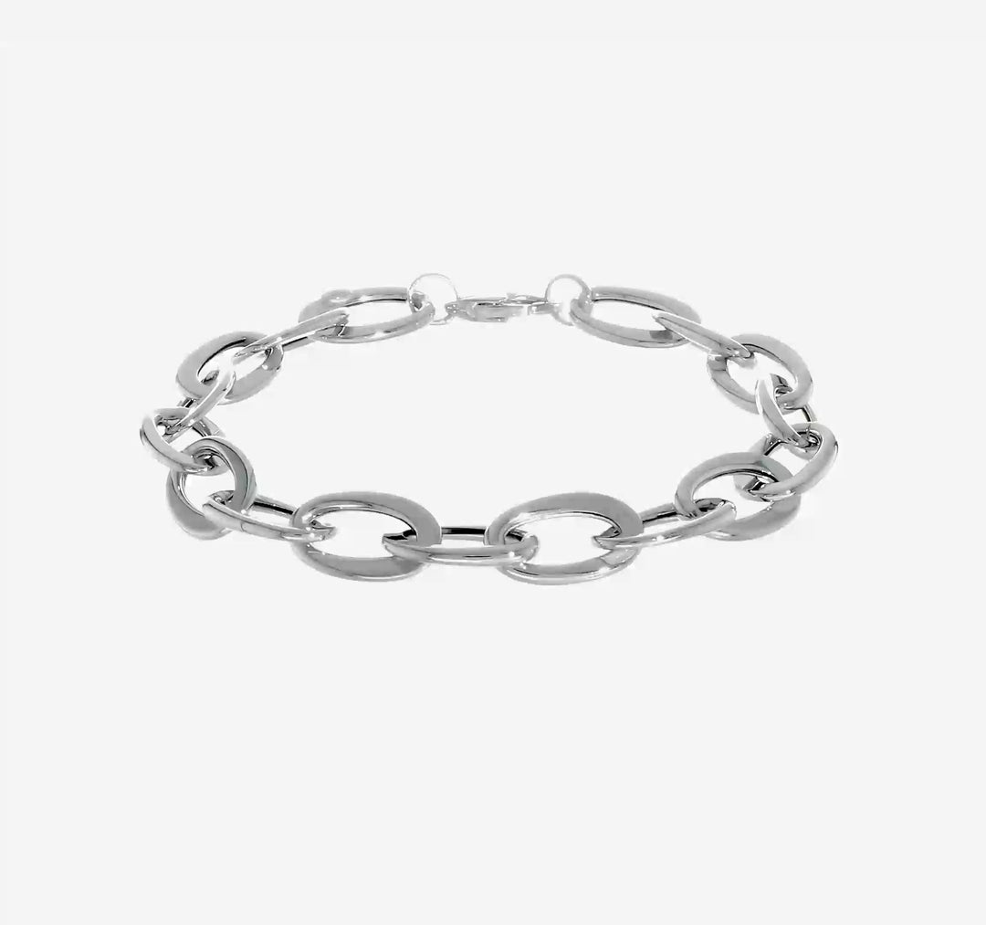 Pulsera Fancy Link 14K Blanco Pulido