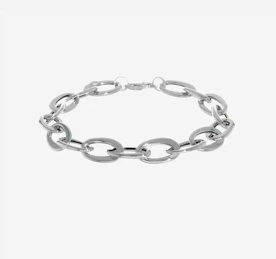 Pulsera Fancy Link 14K Blanco Pulido