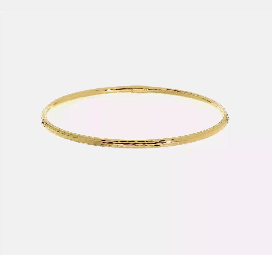 Pulsera Bangle de Corte Diamante de 3mm en Oro de 14k