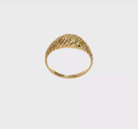 Anillo Dome Cortado con Diamante de 14K