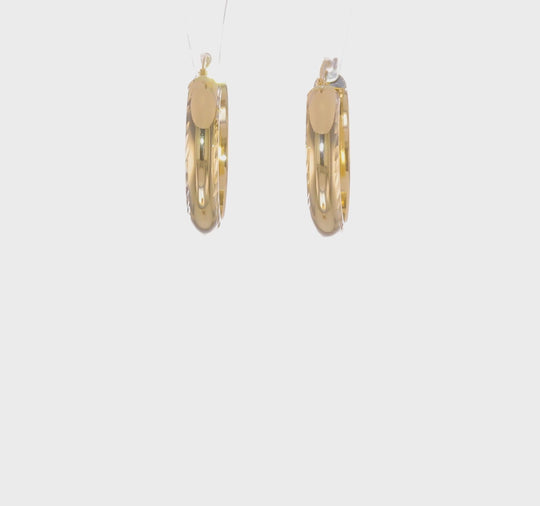 Pendientes de Aro Texturizados D/C y Pulidos en Oro Amarillo de 14K