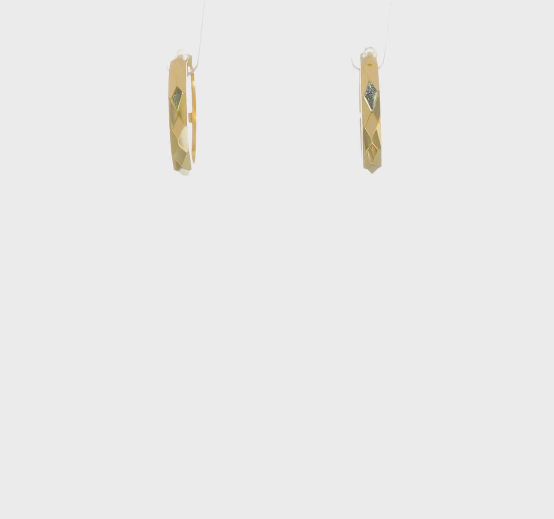 Pendientes de Aro con Bisagra en Oro Amarillo de 14k Facetado Pulido de 2x14mm