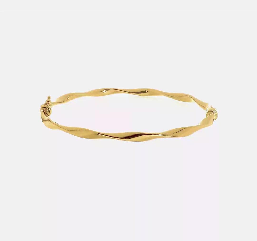 Brazalete Bangle Tubo Retorcido 14K Oro Amarillo