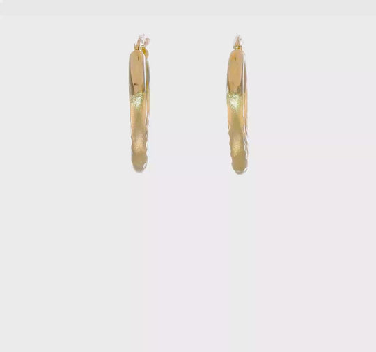 Pendientes de Aro Redondo Satinado y Cortado a Diamante de 10K (3mm)