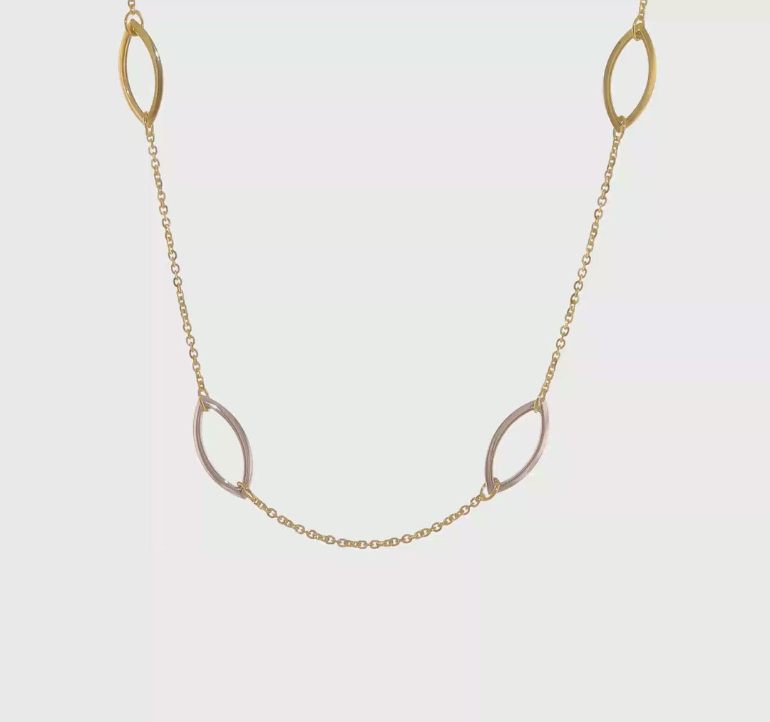 Collar Bicolor de Eslabones Fancy de 14K