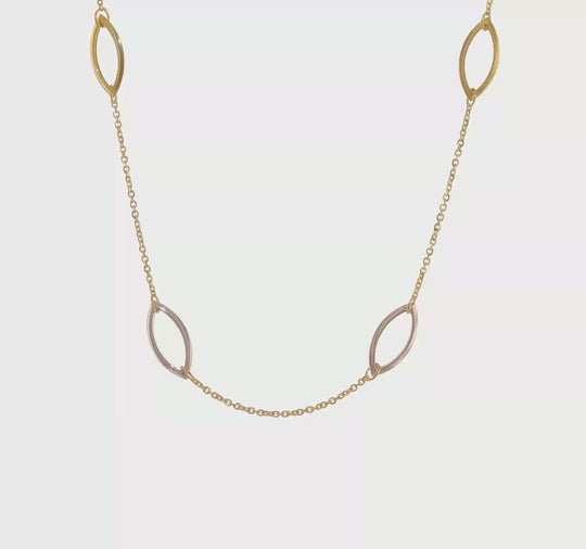 Collar Bicolor de Eslabones Fancy de 14K