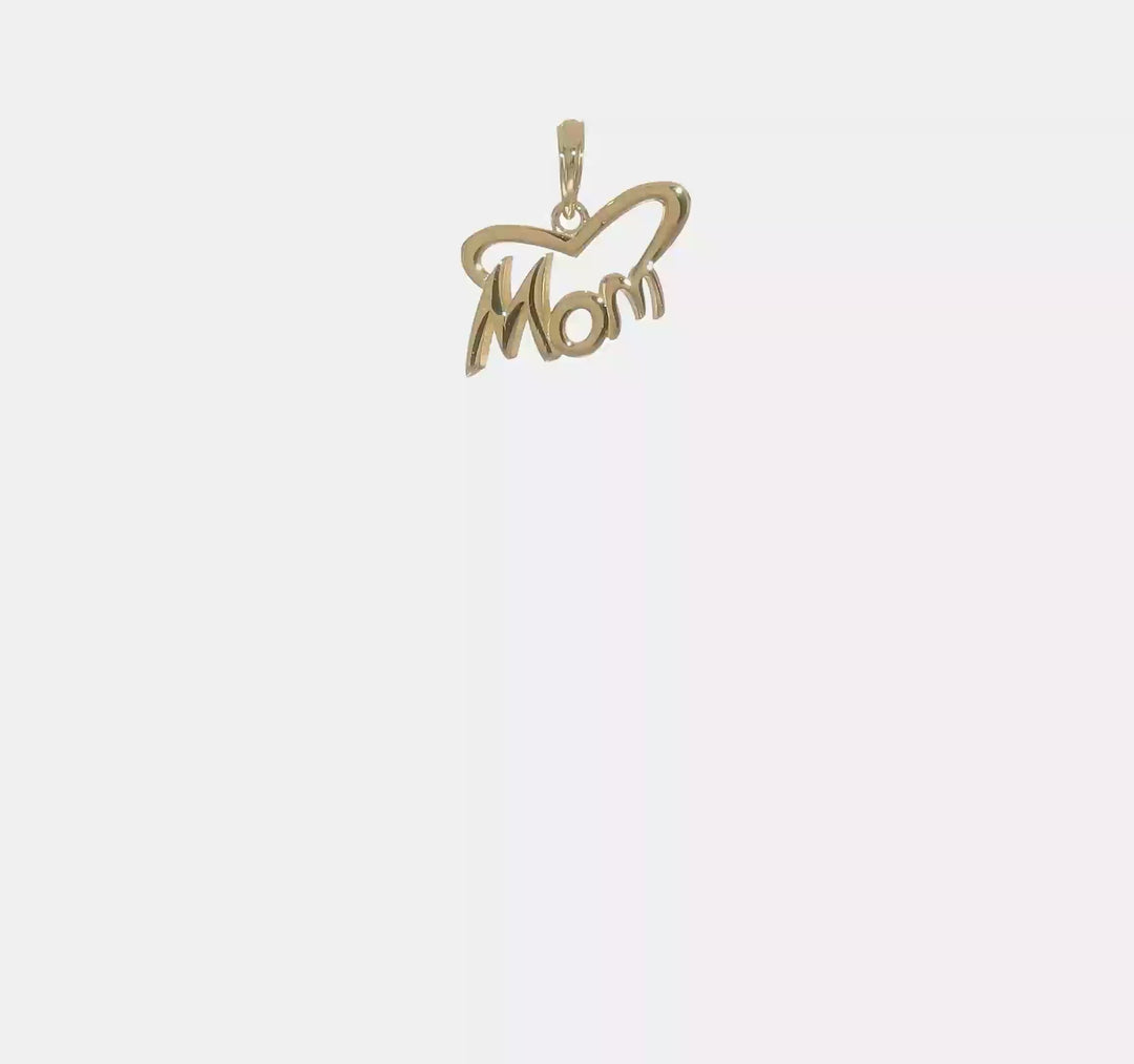 Colgante en Forma de Corazón "MOM" en Oro Amarillo de 14k