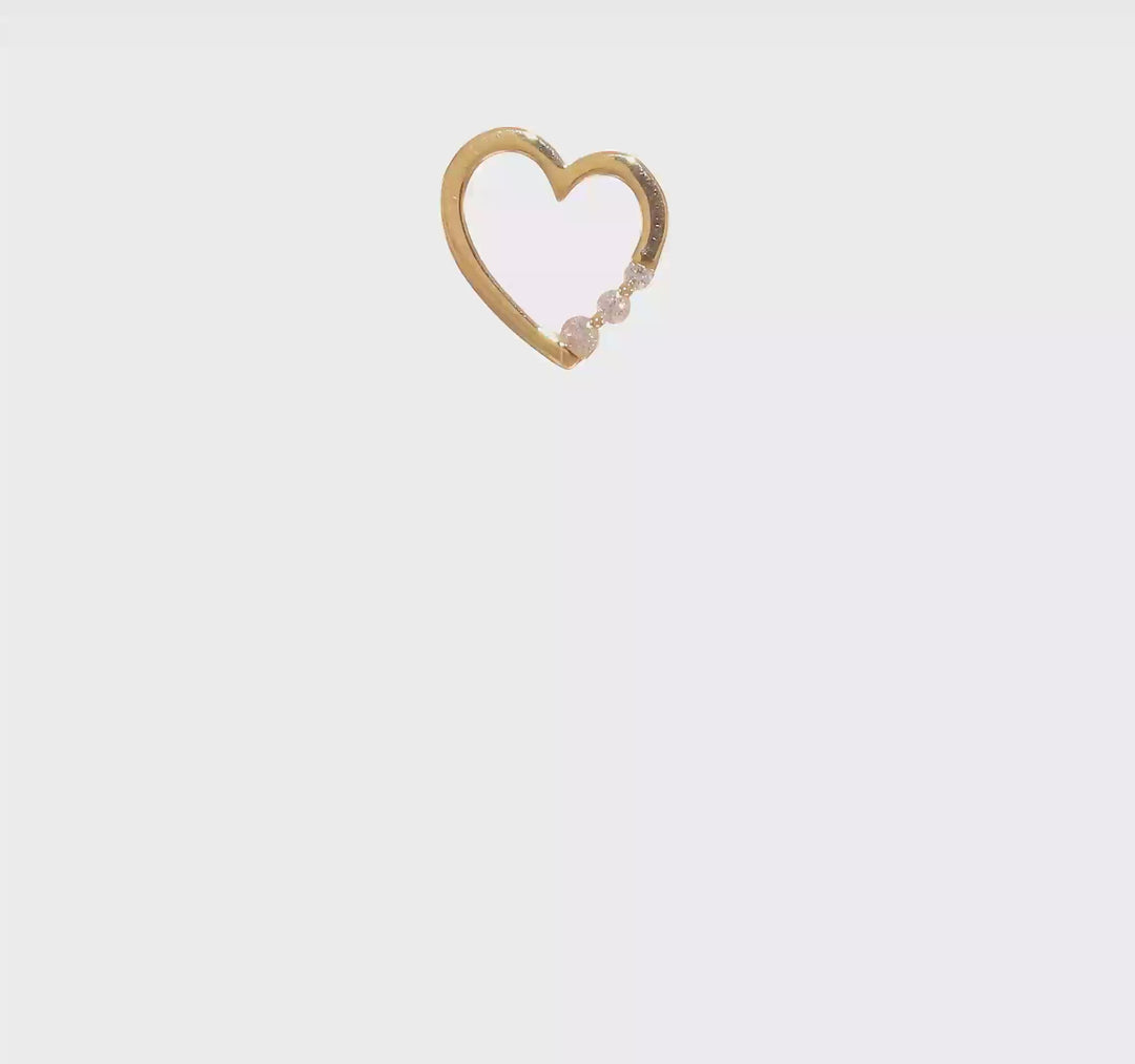 Deslizador de Cadena en Forma de Corazón con Diamantes de 1/6 ct en Oro Amarillo de 14k