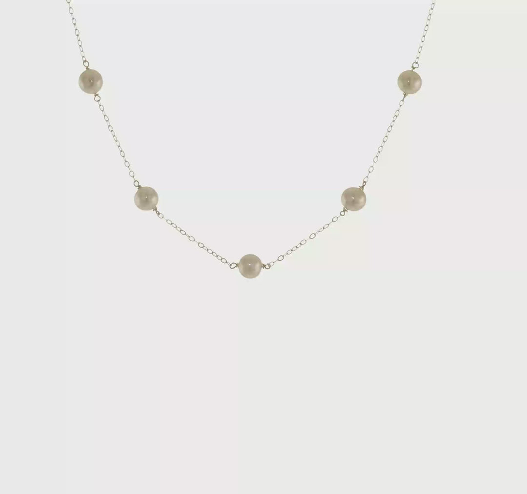 Collar de Perlas Cultivadas de Agua Dulce en Oro Blanco de 14k