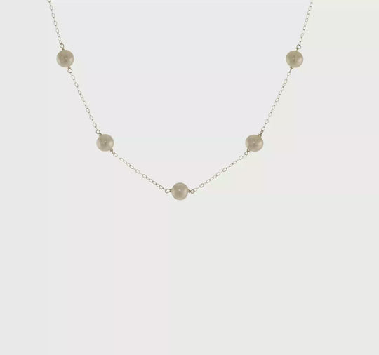 Collar de Perlas Cultivadas de Agua Dulce en Oro Blanco de 14k