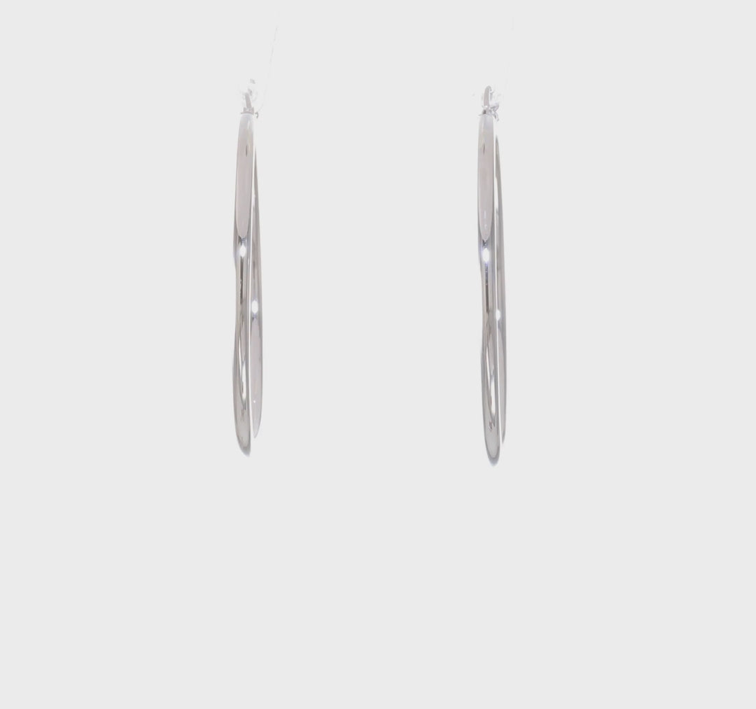 Aretes de Aro Livianos en Oro Blanco de 14k Pulidos con Tubo de 2x40 mm