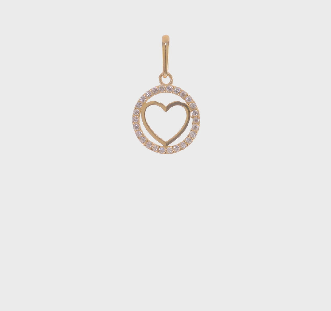 Colgante de Corazón con Circonia Cúbica en Oro Amarillo de 14K