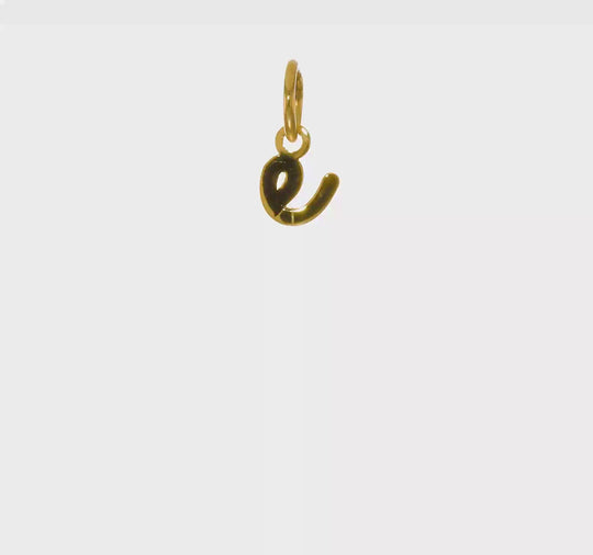 Dije de Letra "E" Minúscula en Oro Amarillo de 14k