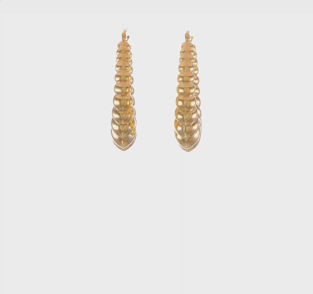 Pendientes de Aro Escallopado Pulido en Oro Amarillo de 14k