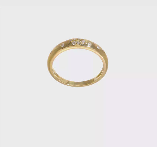 Anillo de Oro Amarillo Pulido con Diamantes Dispersos de 14k