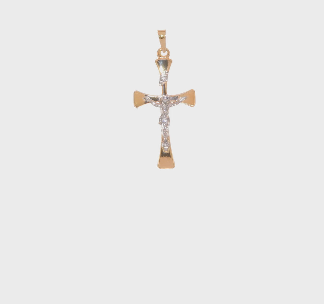 Colgante Cruz INRI Hueco Pulido Bicolor 14K