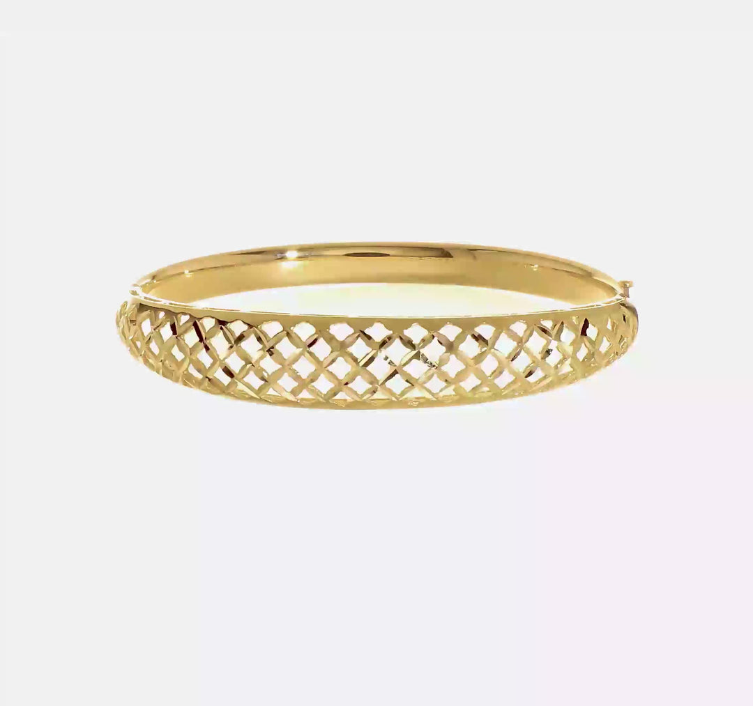 Brazalete Bangle Graduado con Tejido Elegante 14K Oro Amarillo