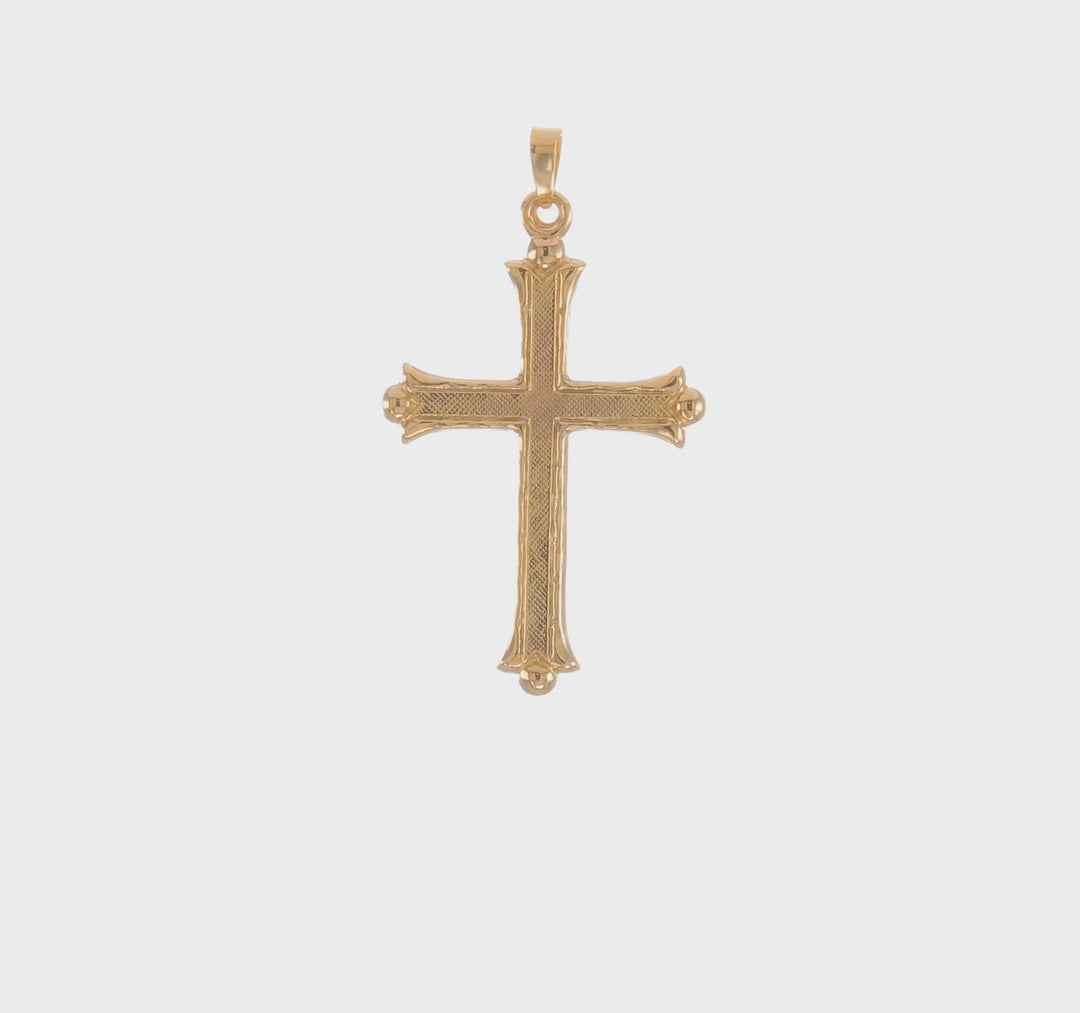 Colgante de Cruz Fleur De Lis Hueca en Oro Amarillo de 14k