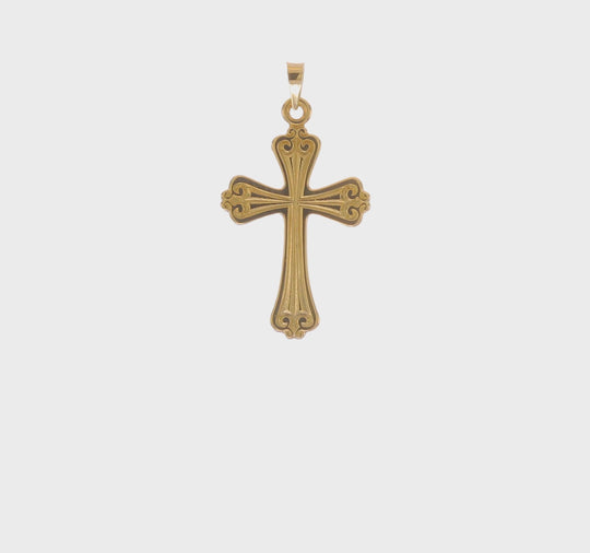 Colgante Cruz de Diseño Elegante en Oro Amarillo 14K Pulido y Sólido