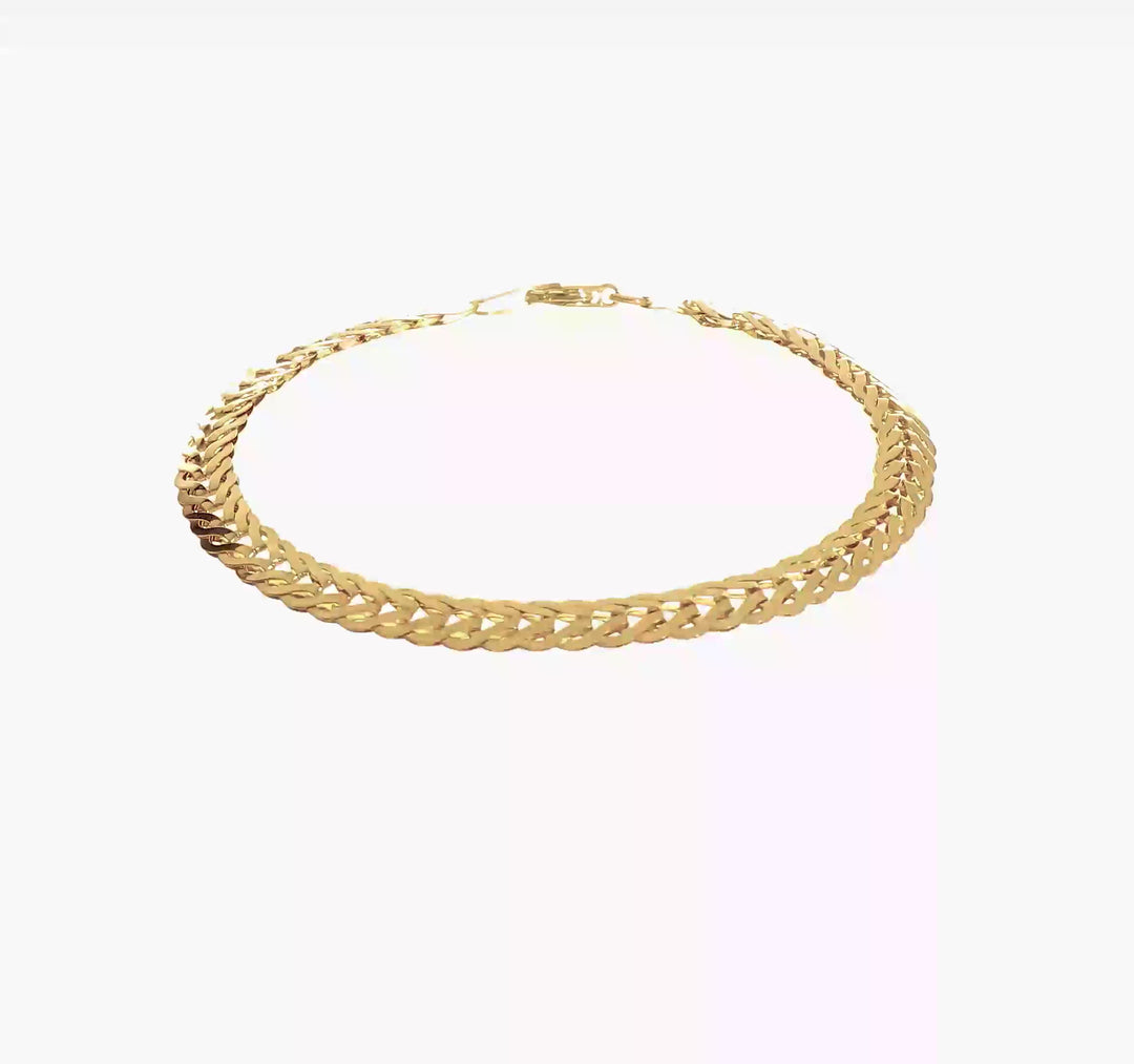 14K Pulida Pulsera de Enlace Elegante de 7.5 Pulgadas