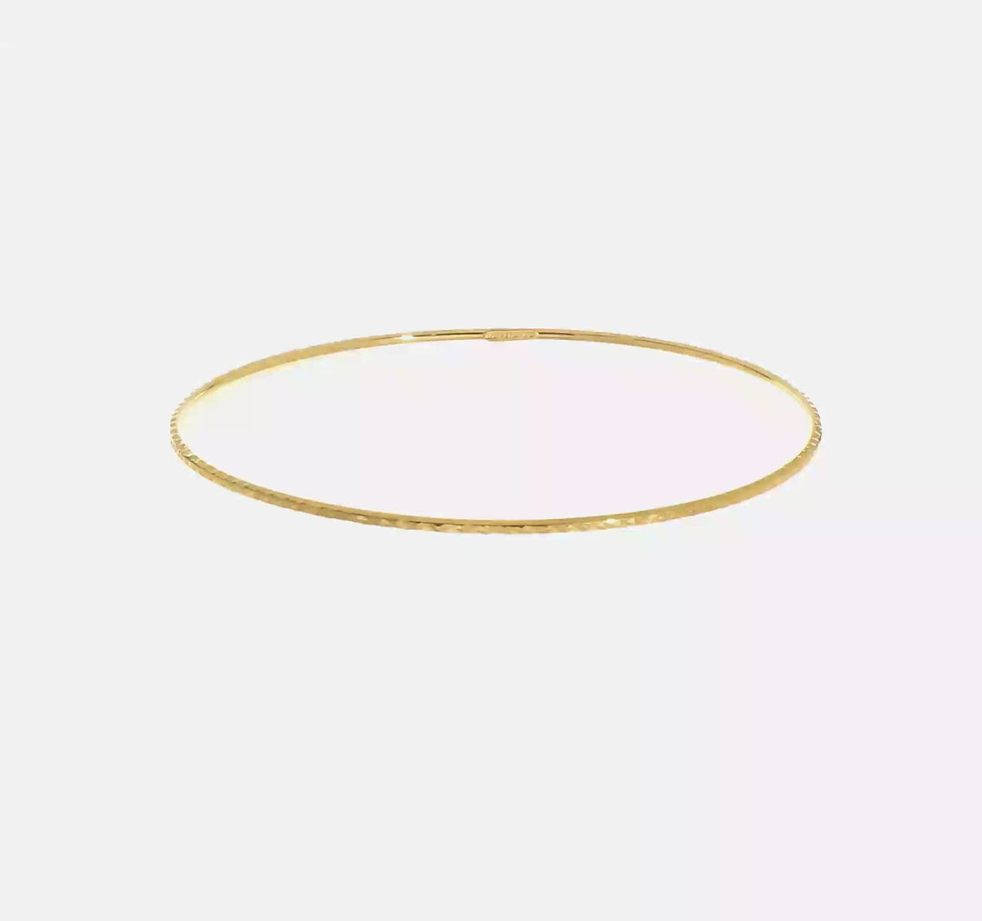 Pulsera Bangle Deslizable de Corte Diamante de 1.5mm en Oro de 14k