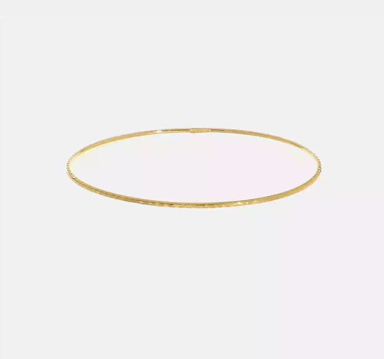 Pulsera Bangle Deslizable de Corte Diamante de 1.5mm en Oro de 14k