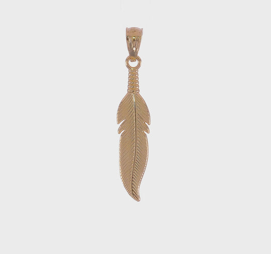 Dije de Pluma en Oro 14K Pulido