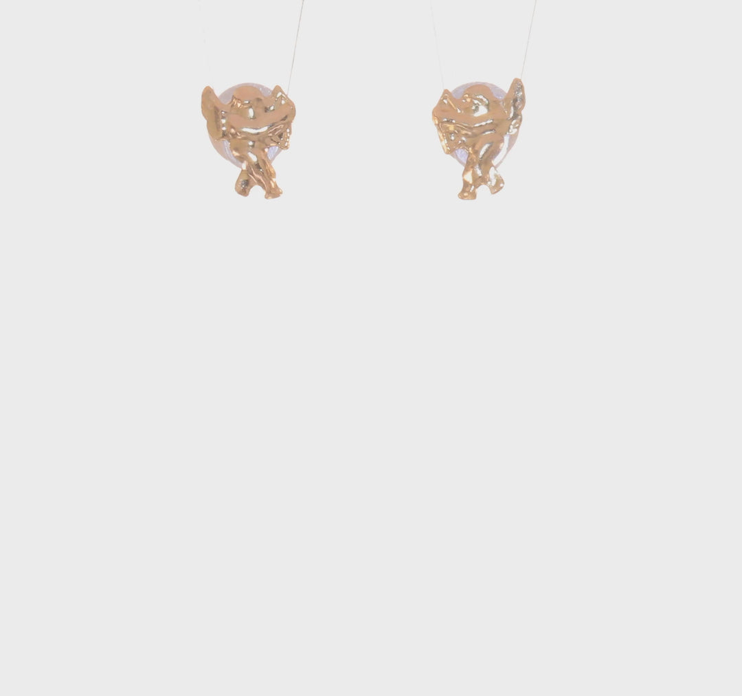 Pendientes de Hilo Pulidos de Cupido Madi K en Oro de 14k