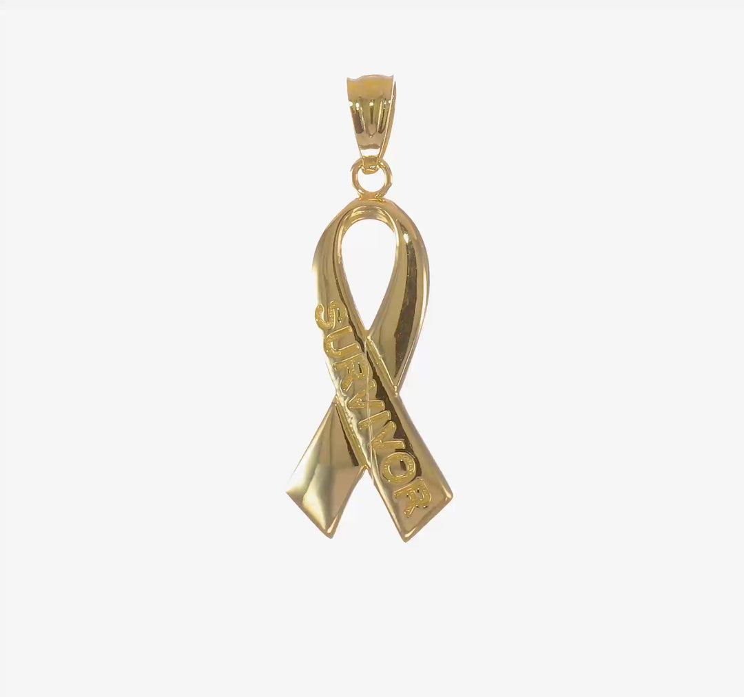 Colgante de Listón SURVIVOR Pulido de 14k Oro Amarillo