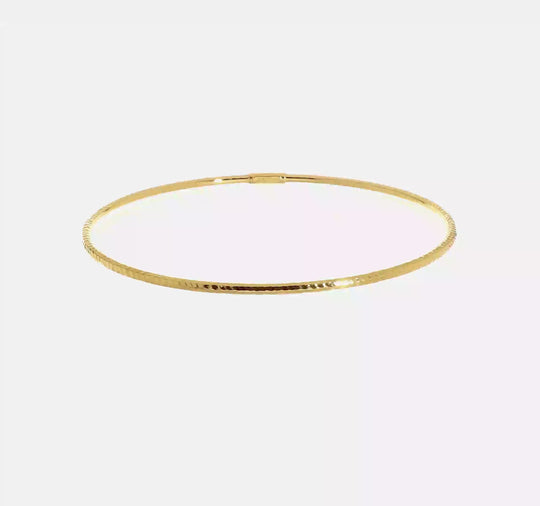 Pulsera Bangle de Corte Diamante de 2mm en Oro de 14k