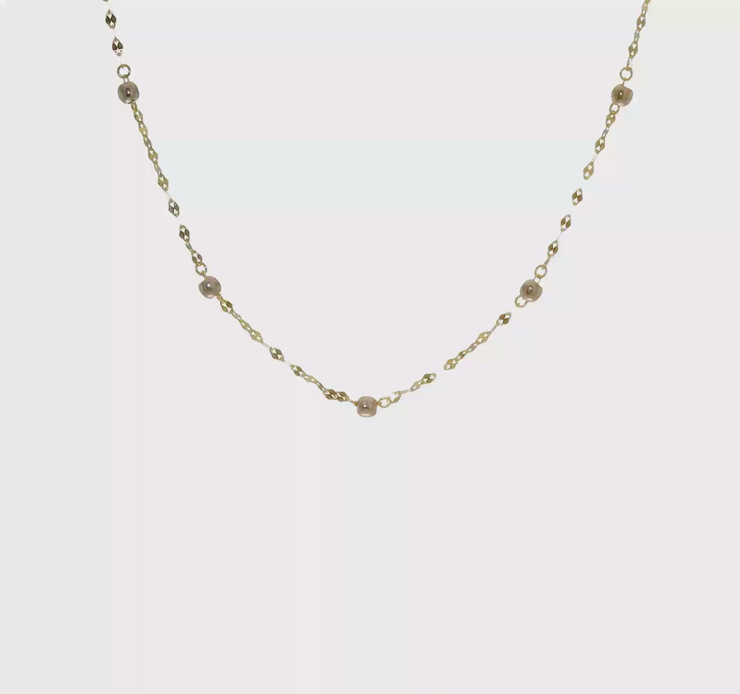 Collar Elegante Bead Pulido Bicolor de 14K