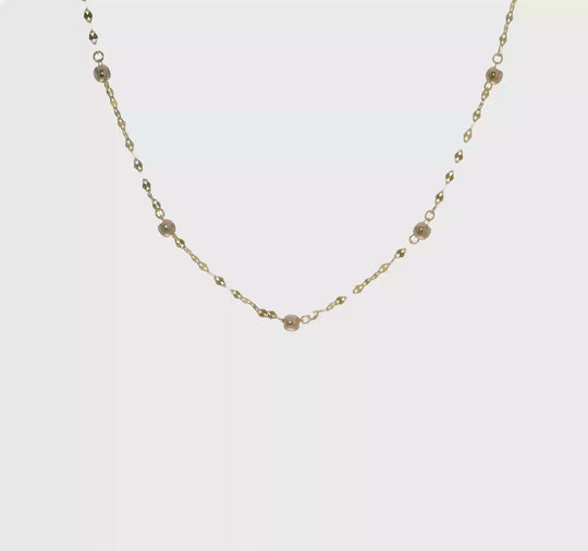 Collar Elegante Bead Pulido Bicolor de 14K