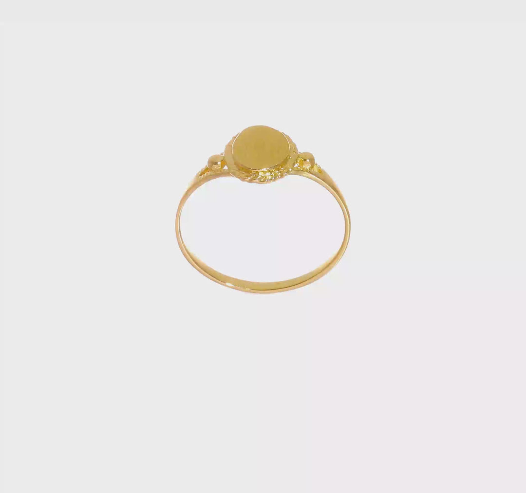 Anillo de Sello Elegante para Niños en Oro Amarillo de 14k