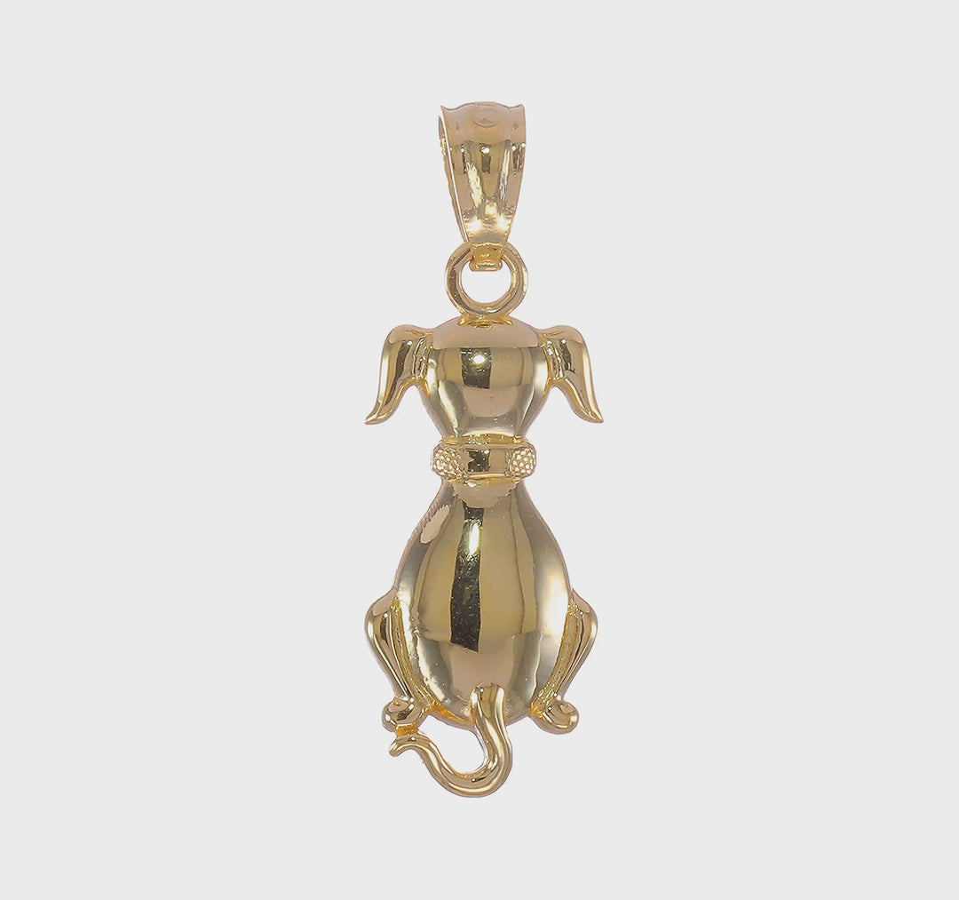 Dije de Perro Sentado en Oro Amarillo 14K