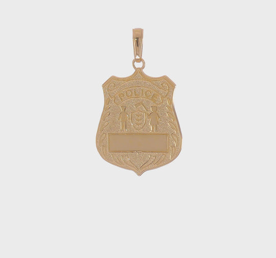 Colgante Grande de Placa de Policía de 14k Oro