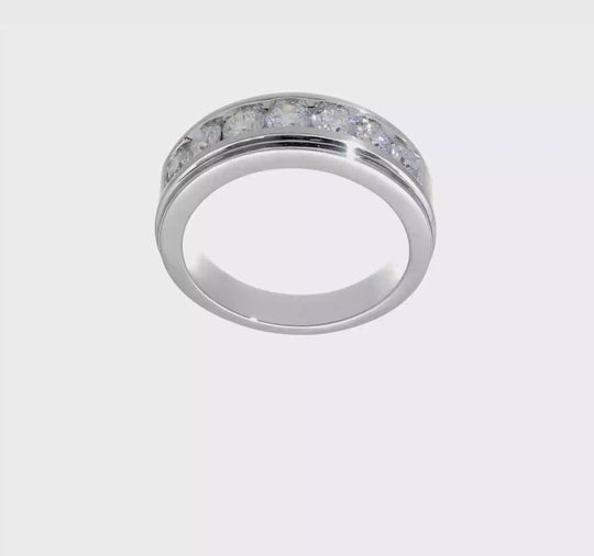 Anillo para Hombre de Oro 10k Cepillado con Diamante Creado en Laboratorio (VS/SI FGH)-Alianza de Boda Completa