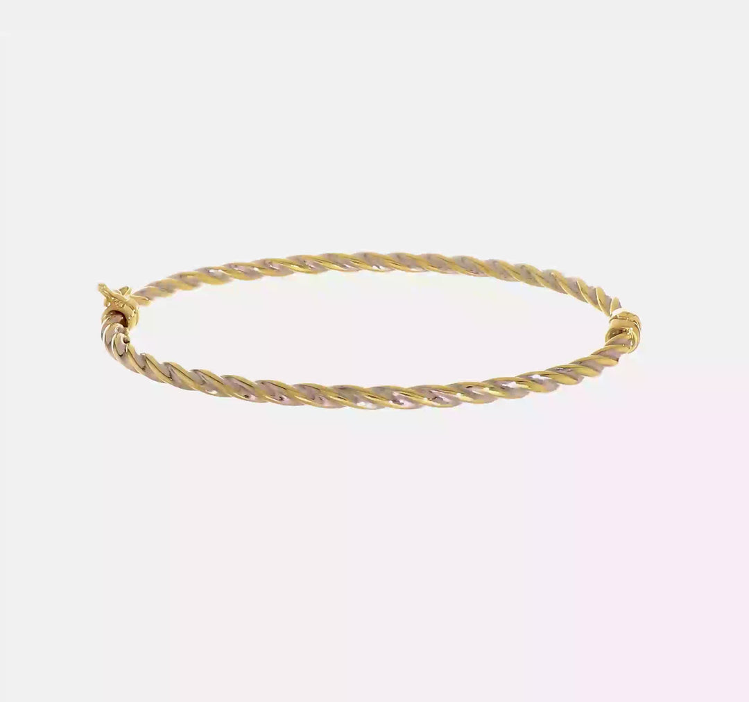 Brazalete Bangle Hingido Pulido 14K Bicolor