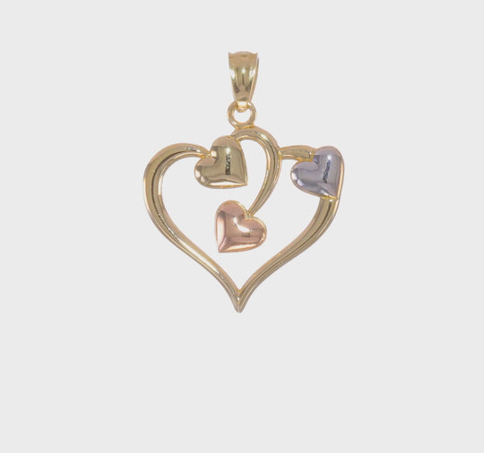 Dije de Corazones en Oro Bicolor de 14K con Rodio Blanco