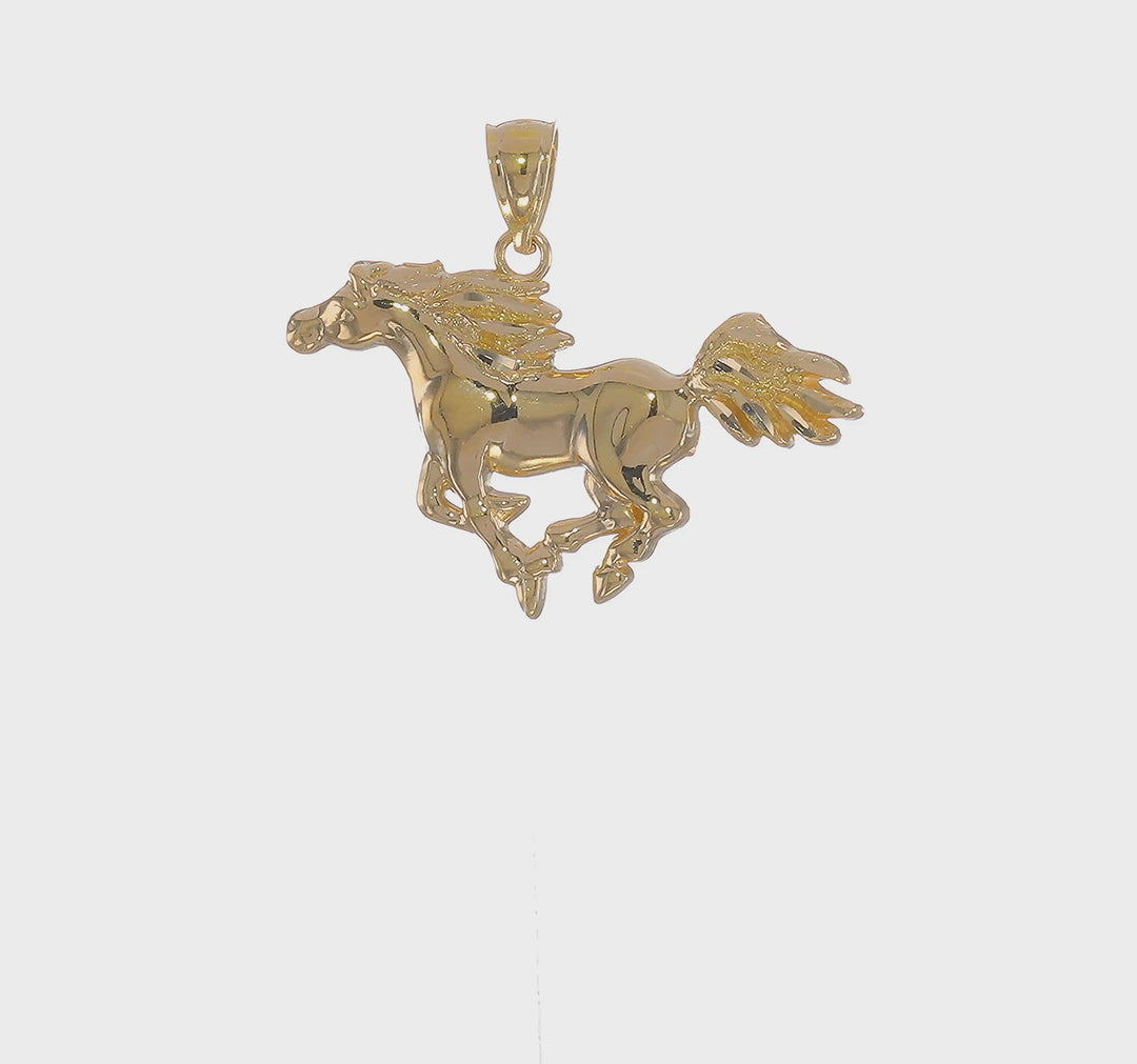 Colgante de Caballo Pulido en Oro Amarillo de 14K