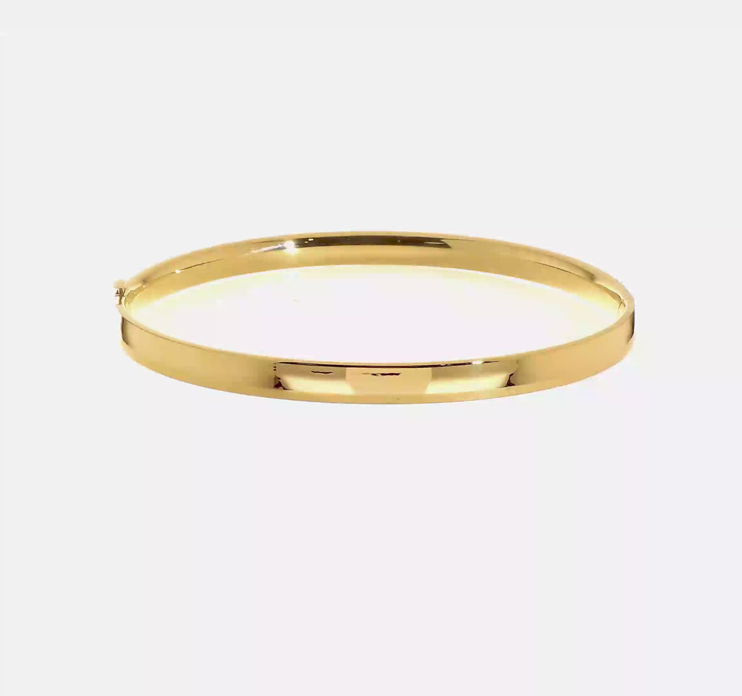 Brazalete Bangle 14K Oro Amarillo Pulido de 5 mm con Bisagra