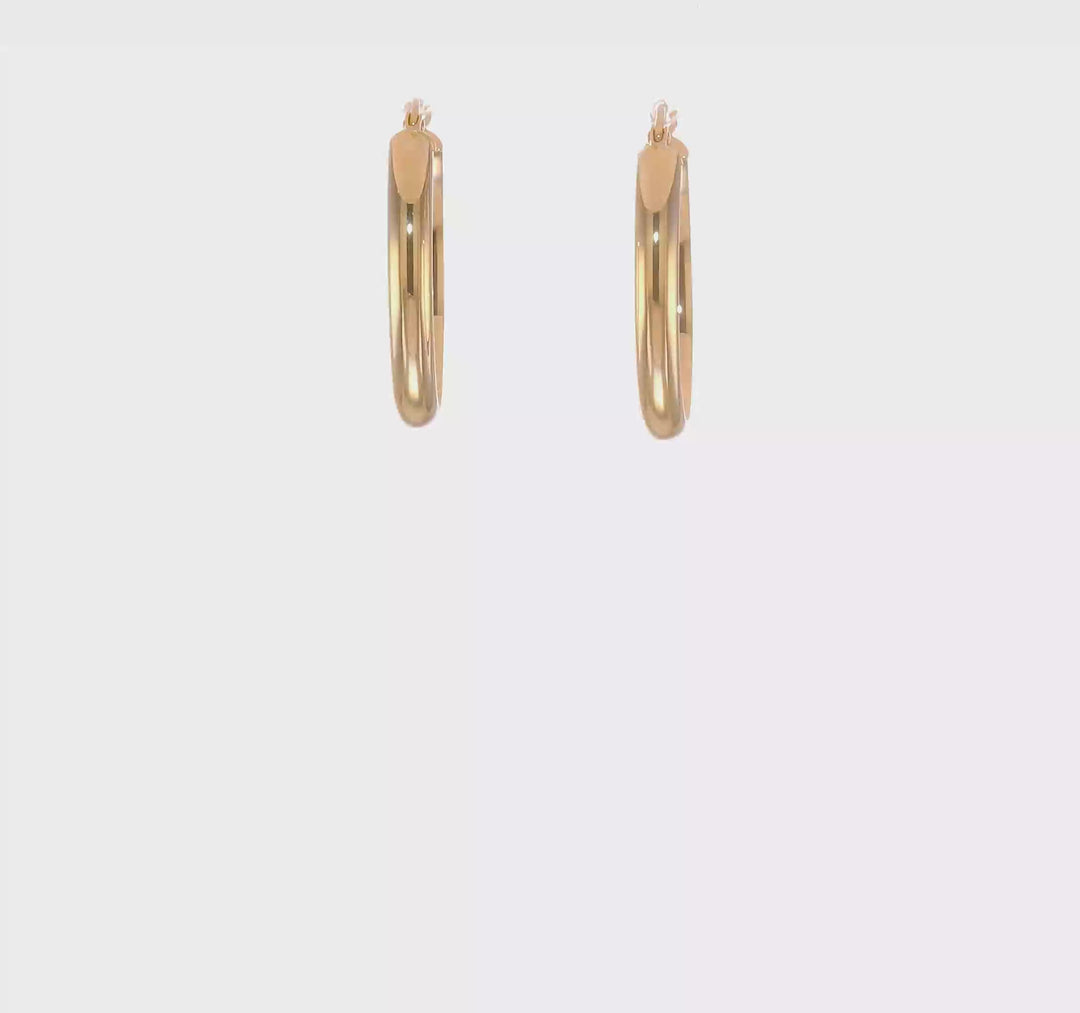 Pendientes de Aro Ovalados en Oro Amarillo de 14K Pulido de 3.5 mm