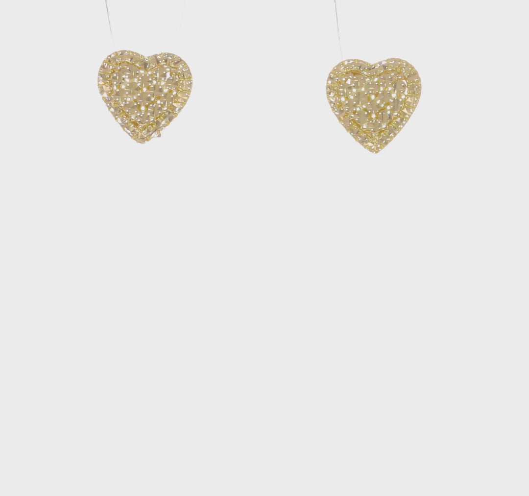 Pendientes de Corazón Cortado a Diamante Pulidos con Cierre Post en Oro Amarillo de 14k