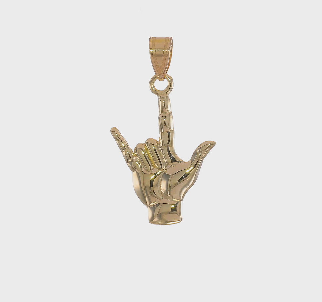 Dije en Oro Amarillo de 14k "I Love You" en Lengua de Señas